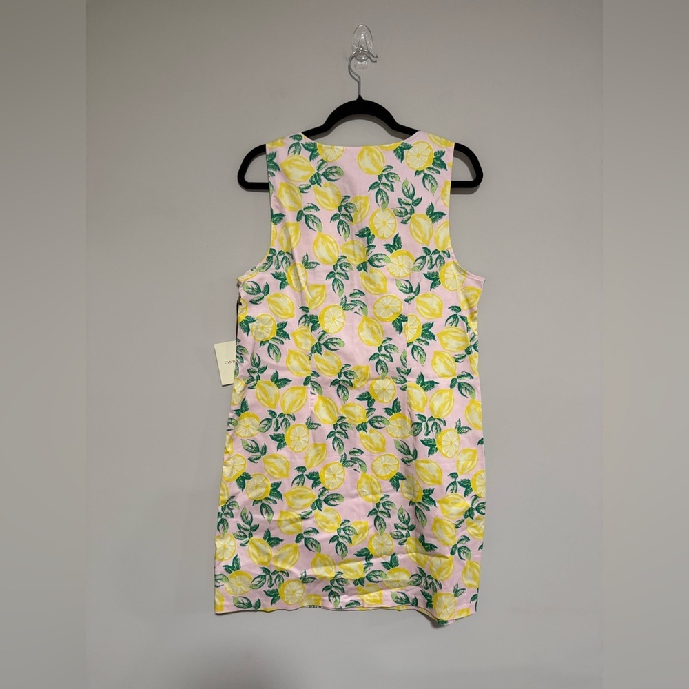 Cynthia Rowley Pink Lemon Print Shift Dress Size 12 NWT Resort Garden Party - Picture 2 of 7